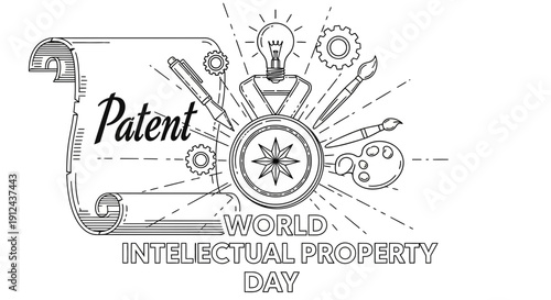 World Intellectual Property Day: Patent, Innovation, Creativity, Ideas, Art Supplies, Lightbulb