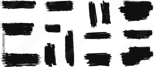 Abstract brush stroke pattern with black rectangular shapes