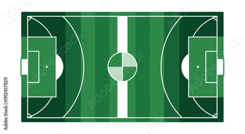 Top-Down View of a Green Football Pitch Marked with Goals and Lines.