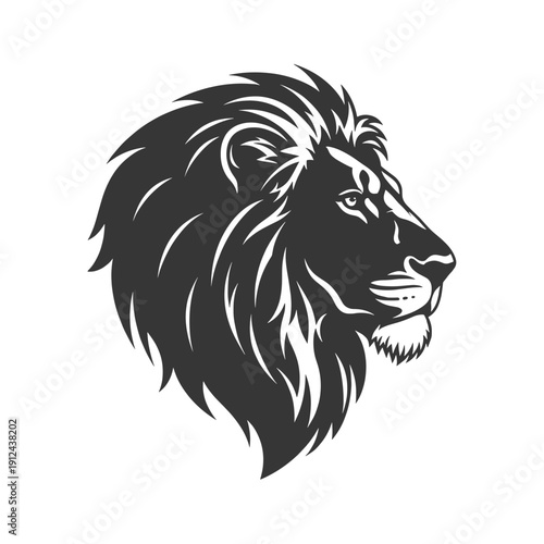 Wallpaper Mural Majestic Lion Head Profile Silhouette Against White Background Regal Power Symbol Torontodigital.ca