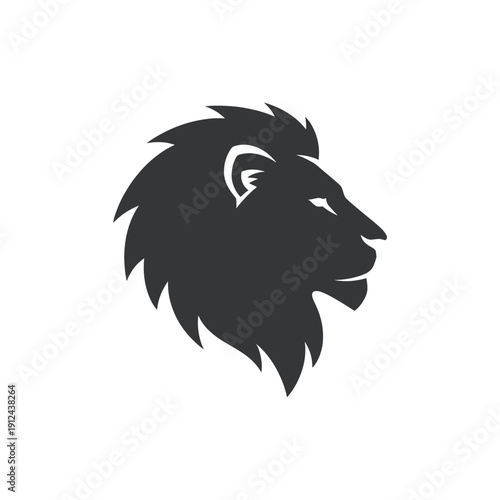 Dark Silhouette Profile of a Majestic Lion Head Emblem