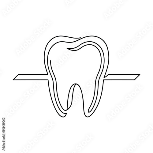 Simple line drawing depicting a tooth with visible root structure