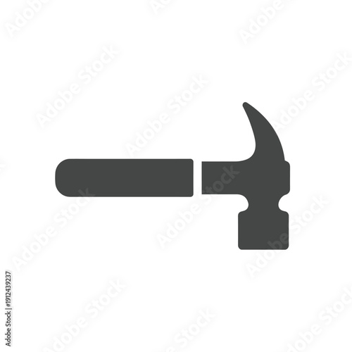 Simple black silhouette of a claw hammer on a white background