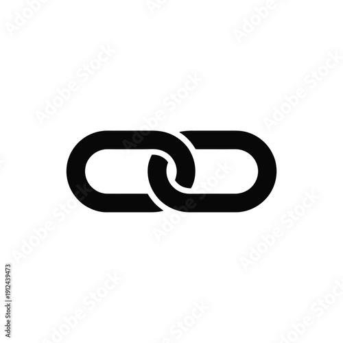 Simple black illustration depicting two interconnected chain links