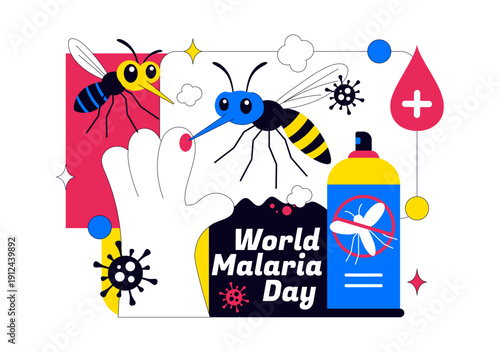World Malaria Day Vector Illustration on April 25 Featuring Earth Protected from Mosquitoes to Prevent Bites in a Healthcare Flat Background