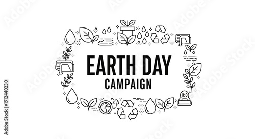 Earth Day Campaign Logo with Recycling and Nature Icons