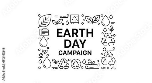 Earth Day Campaign: Recycling, Nature, and Environmental Protection Icons