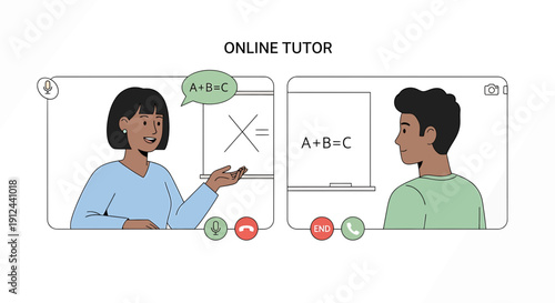 Online Tutor Teaching Student Mathematics via Video Call