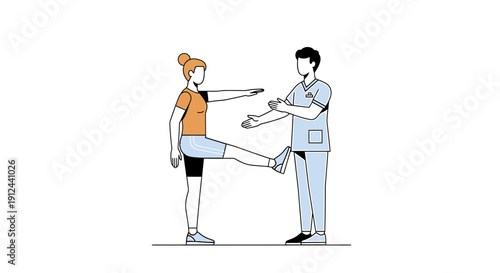Physical therapy session: patient performing leg exercise with therapist guidance