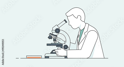 Scientist looking through a microscope, laboratory research, medical science, analysis
