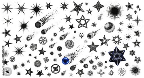 abstract celestial star and geometric cosmic patterns for science fiction technology and mystical design projects.