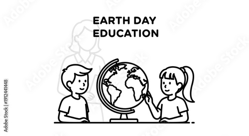 Earth Day Education: Children Learning About Planet Earth with Globe and Teacher