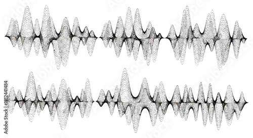 abstract digital waveform visualizing data points and rhythmic patterns conveying modern technology scientific information and digital audio.