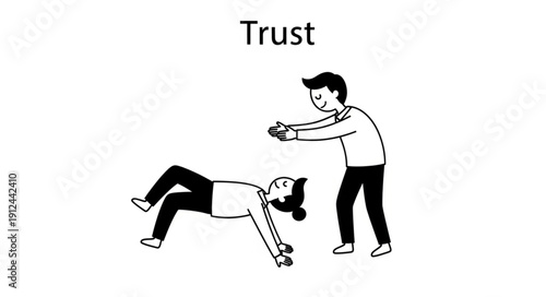 Two people demonstrating trust and support in a simple illustration.