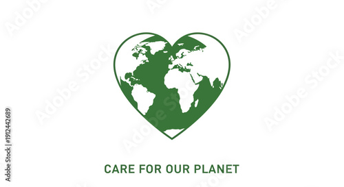 Green Earth Heart Logo - Care for our Planet