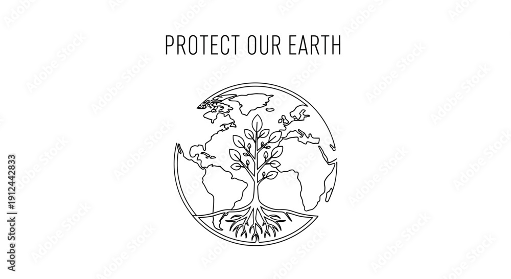 Obraz premium Protect Our Earth: Tree of Life growing from the planet