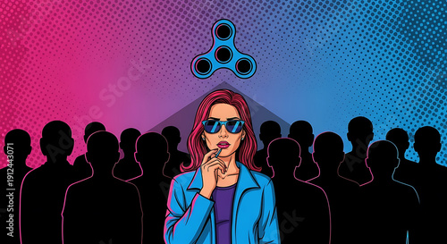 Minimalist Colorful Comic Portrait Illustration for Mental Health, social anxiety, and the internal processing of stress.