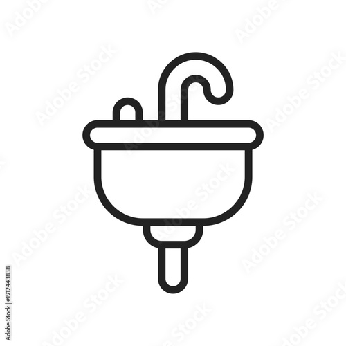 Washbasin Faucet Line Icon Bathroom Sink Plumbing Fixture