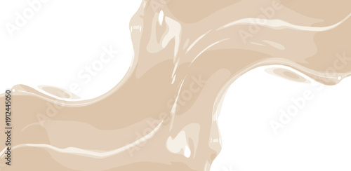 Smooth liquid flowing in a wavy motion, forming an abstract pattern with shiny texture, viewed from directly above