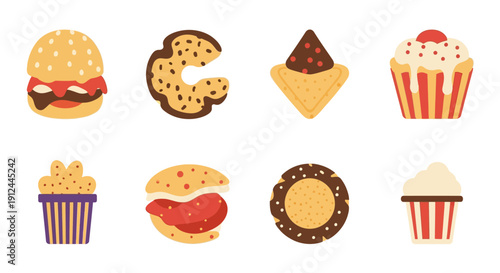 Assorted Desserts and Snacks Illustration Collection.