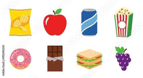 Assorted Food Items and Snacks Display.