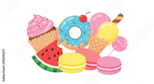 Colorful Desserts and Sweets Collection.