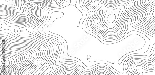 Topographic map illustration featuring contour lines and elevation details on a geographical landscape from an aerial viewpoint