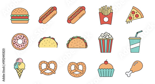 Assorted Fast Food Items and Desserts.
