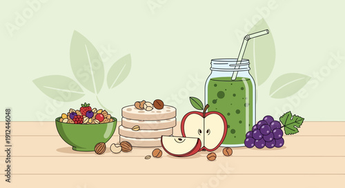 Fresh Fruit and Healthy Smoothie Drink.