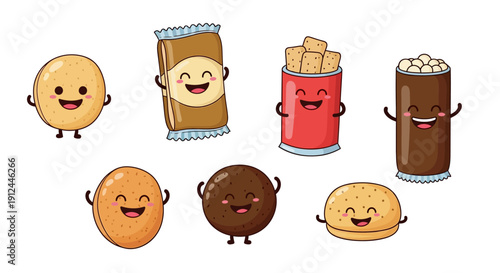 Cartoon Cookies and Desserts with Faces.
