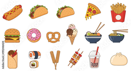 Variety of Fast Food and Snacks.