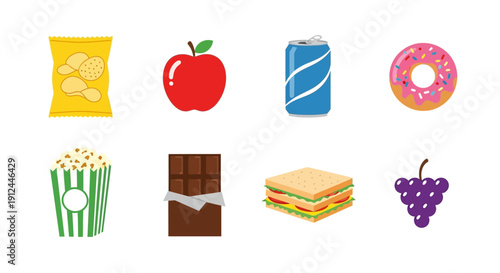 Assorted Food Items and Snacks Display.