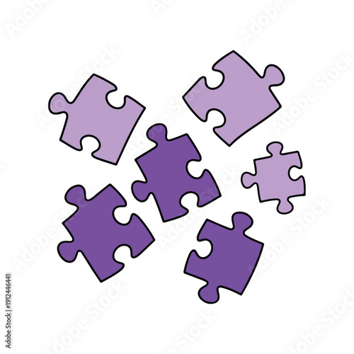 A set of six purple puzzle pieces