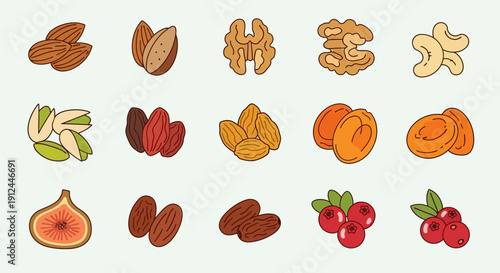 Assorted Dried and Fresh Fruits Display.