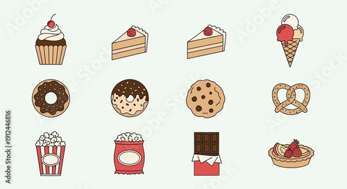 Variety of Sweet Desserts and Treats Displayed.