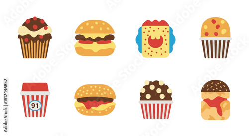 Assorted Fast Food Items and Desserts.