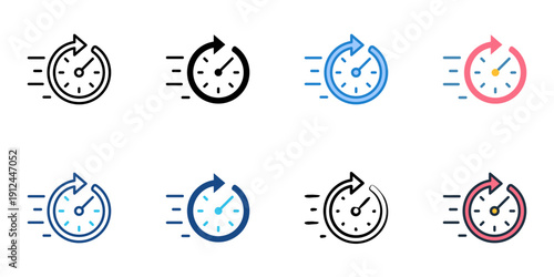 Rapid response icons set multiple style collection. Editable stroke 

