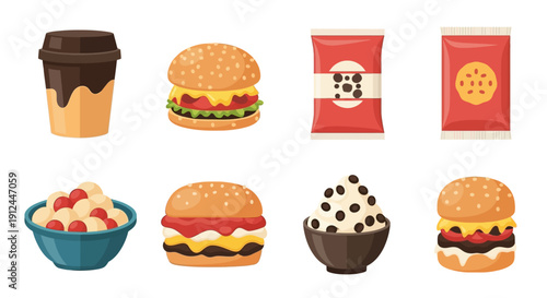 Assorted Fast Food Items and Desserts.