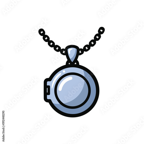 A simple illustration of a blue pendant on a chain