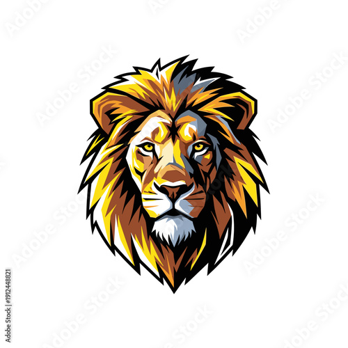 Wallpaper Mural Majestic Lion Head Portrait with Golden Mane and Intense Gaze on White Background Torontodigital.ca