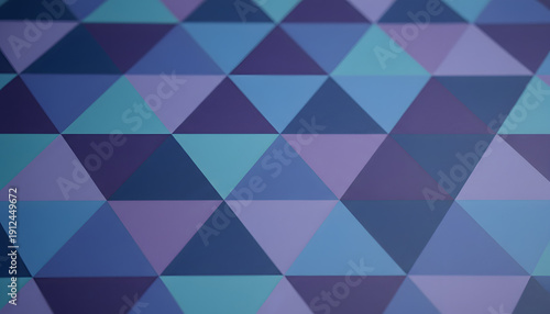 Modern Vibrant Geometric Triangular Pattern Background in Blue, Teal, and Purple Colors with Subtle Texture and Shallow Depth of Field