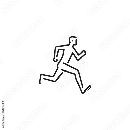 Minimalist Running Man Icon in Black and White