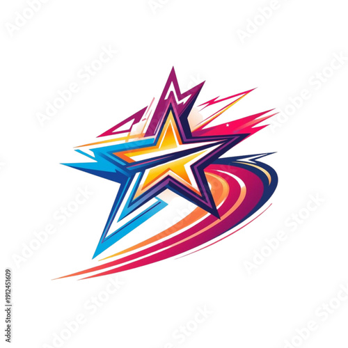 Colorful Abstract Star with Dynamic Streaks and Speed Effect