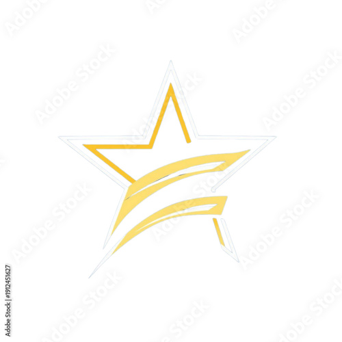 Elegant Gold Star with Dynamic Curved Stripes on White