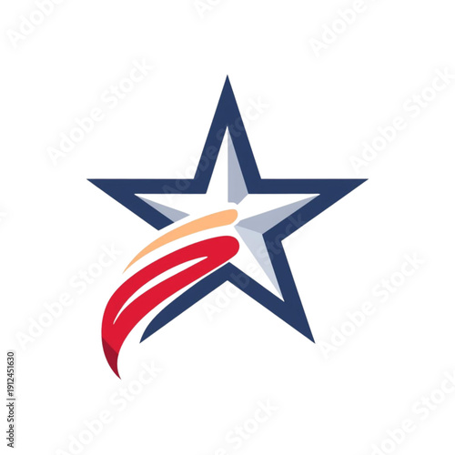 Stylized Blue Star with Red and White Streaks Emblem