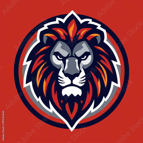 Bold Lion Head Illustration with Fierce Expression