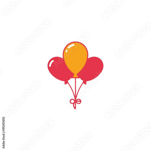 Three Colorful Balloons Floating with Blue Sky Background