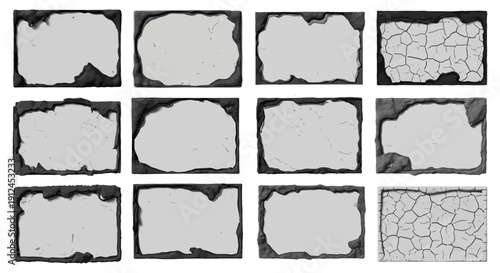 distressed frames with rough cracked textures versatile grunge borders and backgrounds for game ui graphic design.