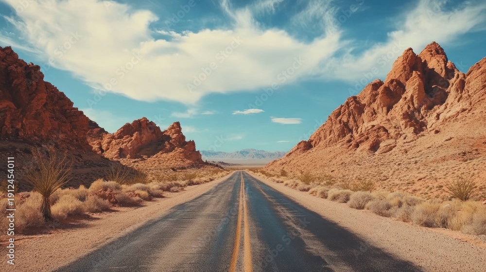 Fototapeta premium Desert road stretching into distance
