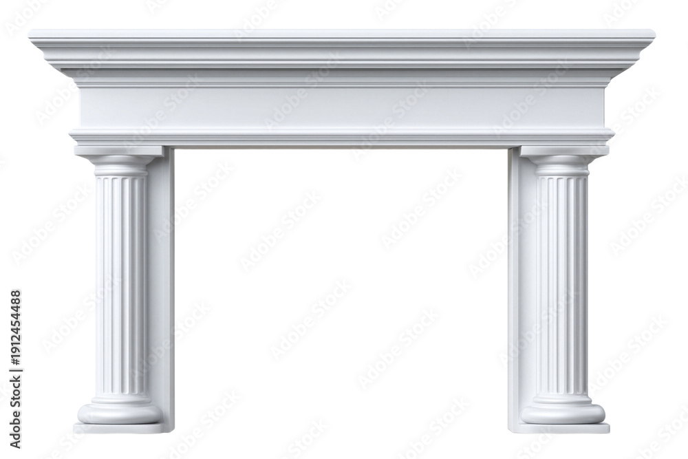 Fototapeta premium Classic white fireplace mantel with fluted columns